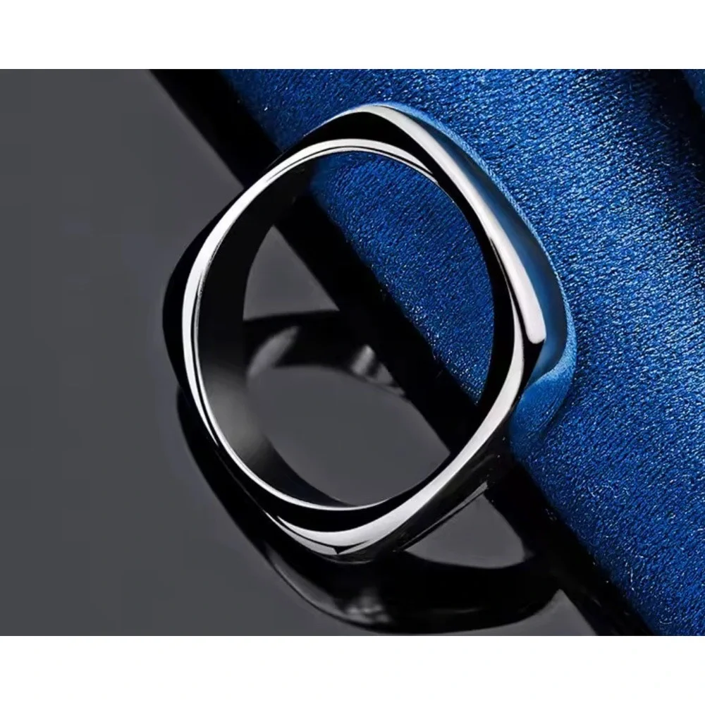 NEW Square 925 Sterling Silver‎ Ring Statement Band Minimalist Jewelry, Size 7